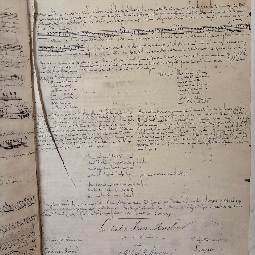 フランスアンティーク 1800年代の楽譜 希少 chanson シャンソン