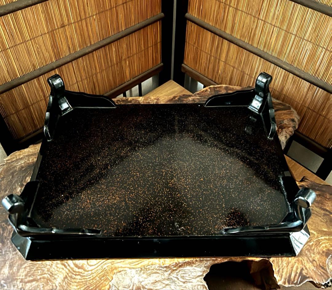 時代 漆芸 金彩 蒔絵 祝い膳 黒塗り 裏 梨地