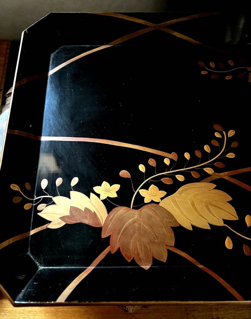 時代 漆芸 金彩 蒔絵 祝い膳 黒塗り 裏 梨地