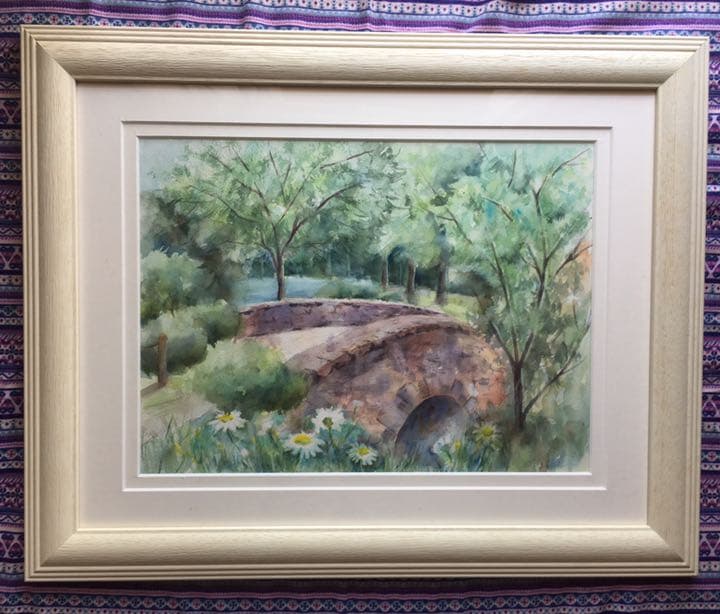 水彩画 出会い 風景画 スケッチ新緑原画癒し