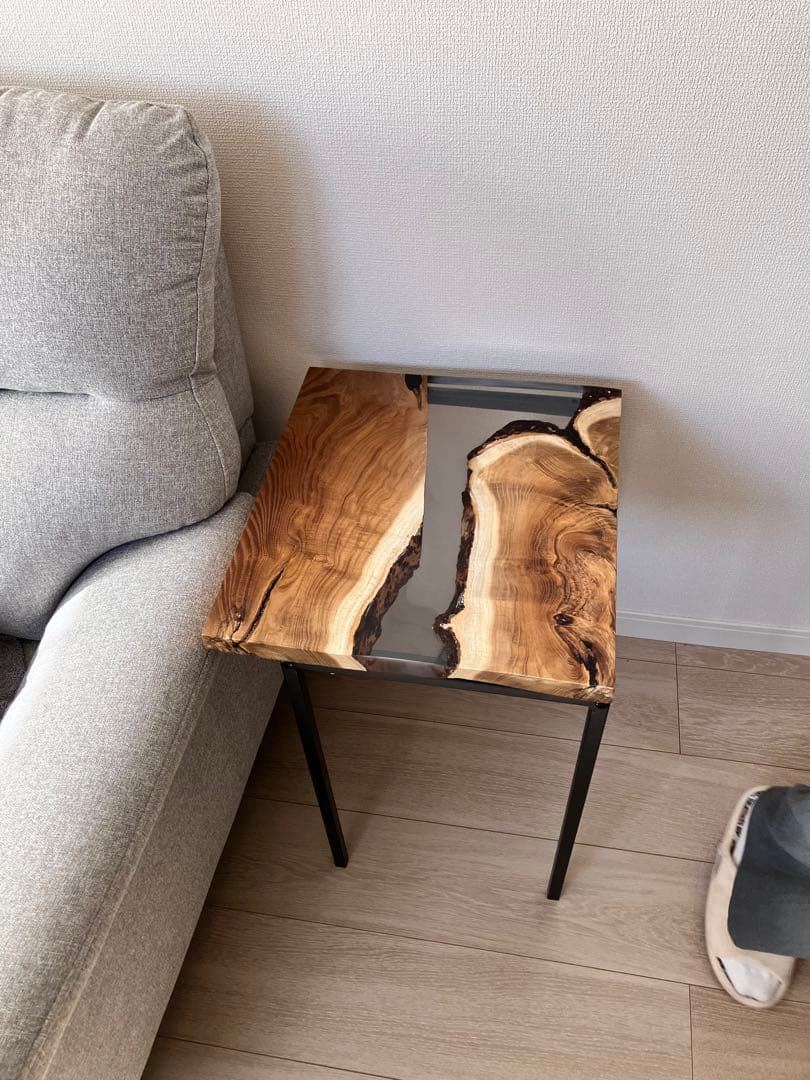 桑一枚板 一点物 レジンサイドテーブル