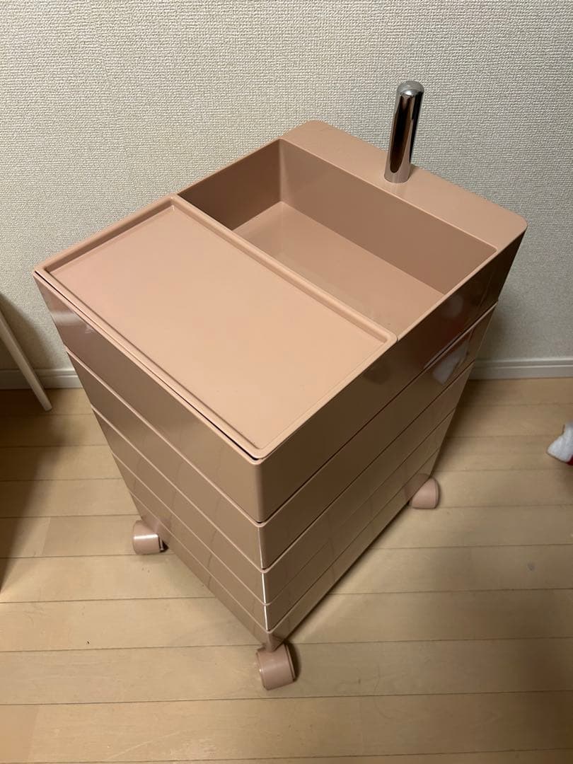 新品 5段 タワーチェスト 360度引き出し ワゴン 韓国 ピンク [その1]