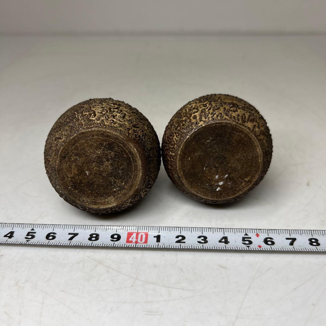 江戸時代　古相馬焼　瓢箪型花器一対　高さ約9㎝　東里7-0702⭐︎2F