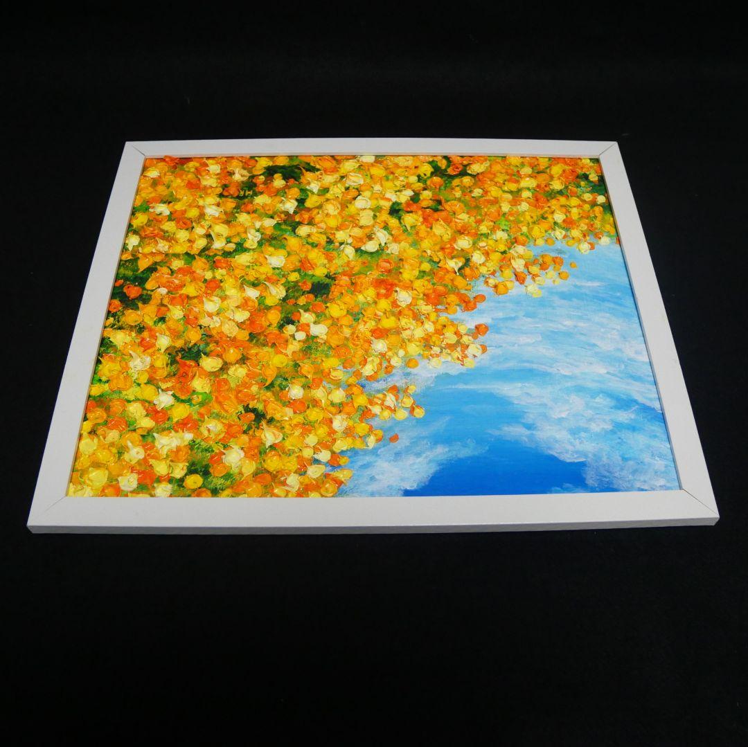 油絵 油彩 油彩画 絵 絵画　【ミモザ青空】