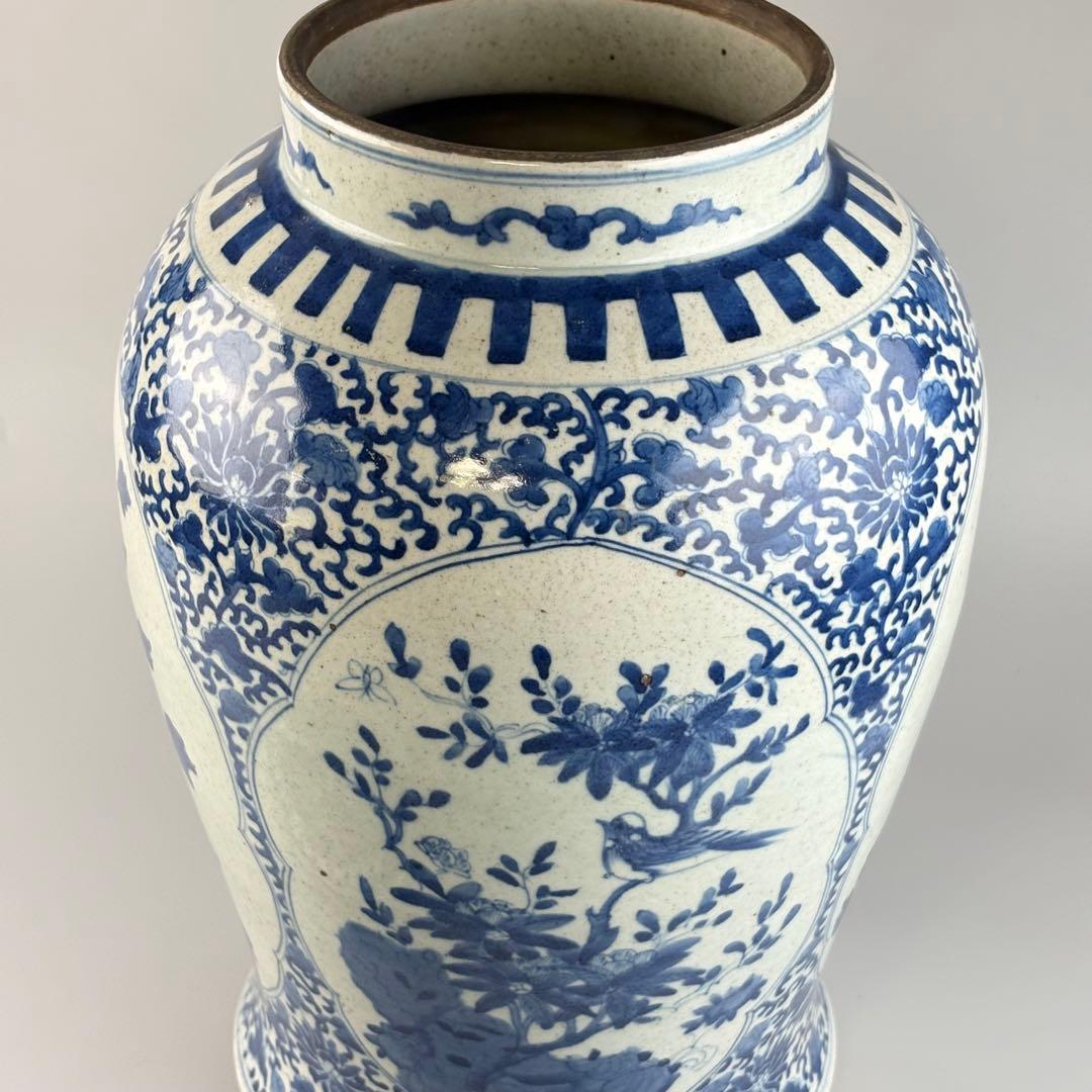 中国染付 花瓶 壺 高さ約50cm