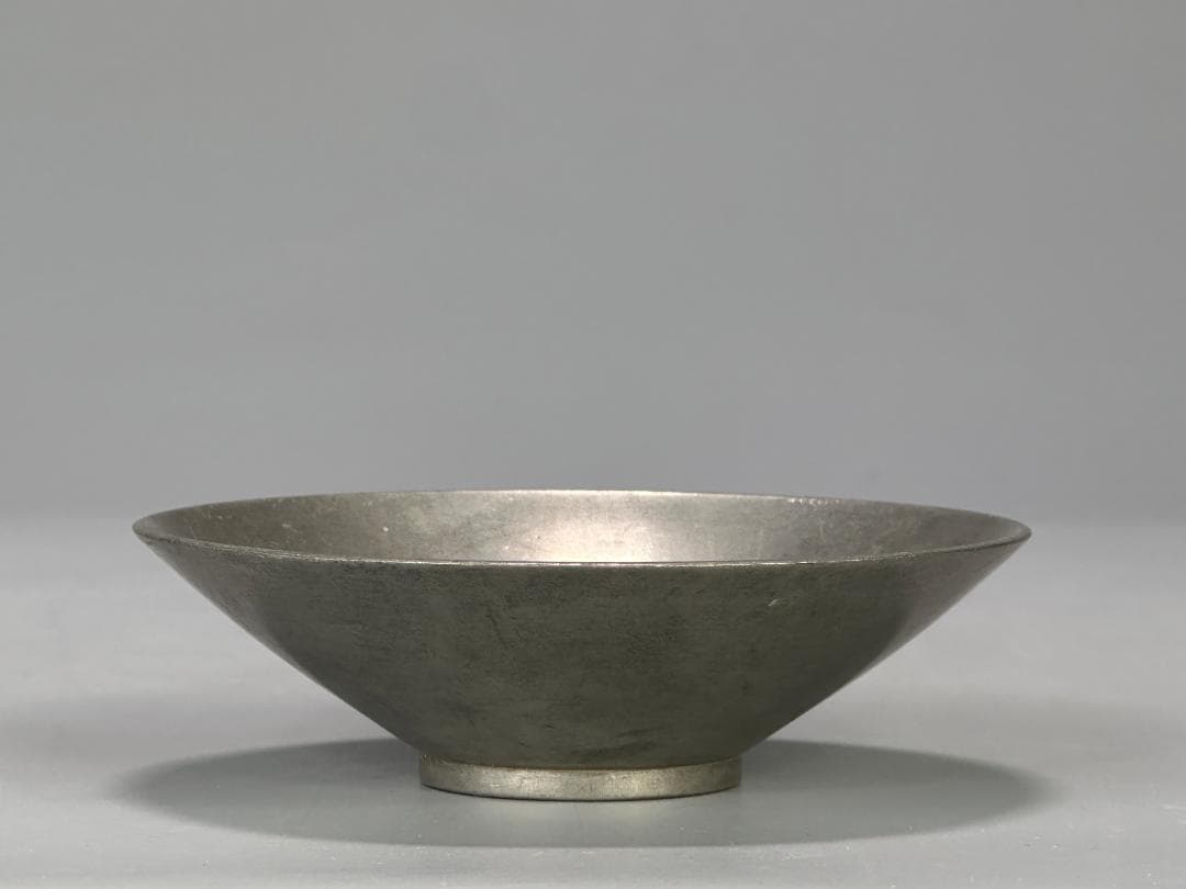 煎茶道具 古錫製 茶托 茶器 錫屋 在銘 時代茶托