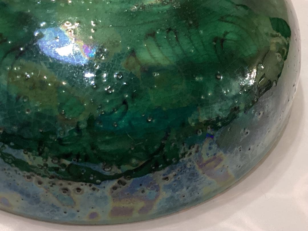 古九谷青手唐絵見付鉢 江戸時代 けんざん 緑角福 獅子