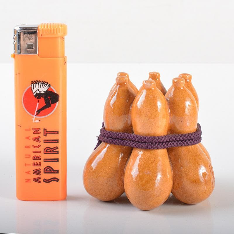 茶道具 佐々木 昭楽作 飴釉 六瓢 蓋置 共箱 V 5729