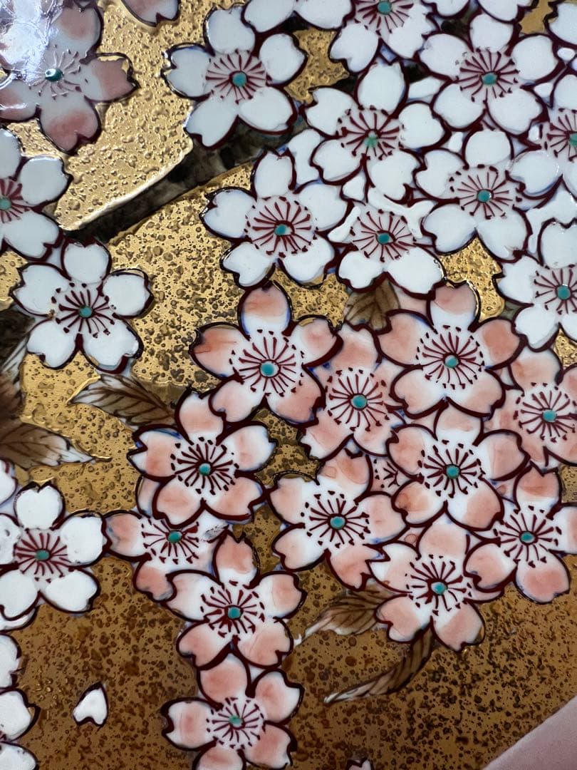 陶額 赤富士桜絵