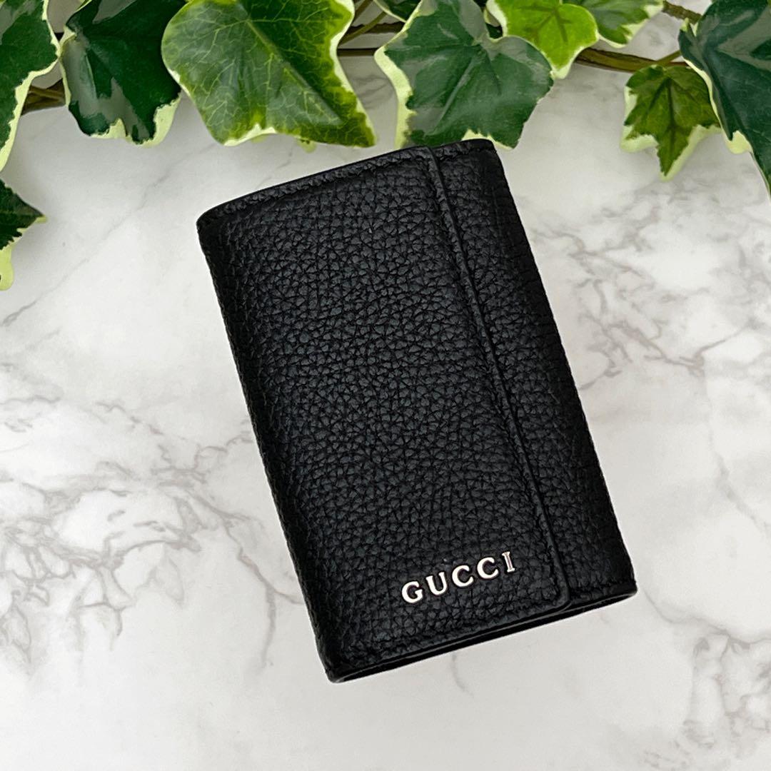 グッチ GUCCI ロゴ キーホルダー キーケース 現行品 ブラック