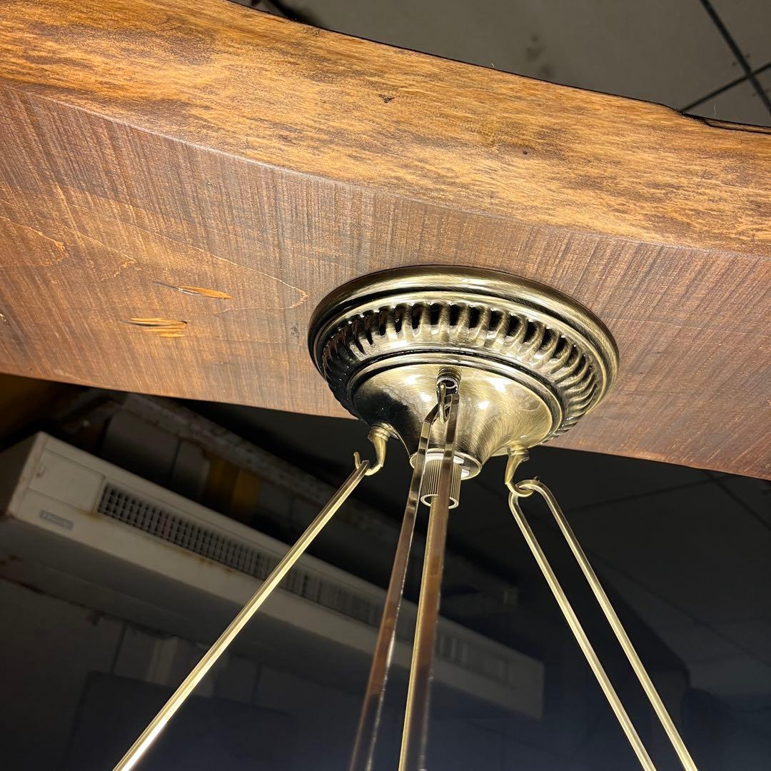 瀧住照明製】ステンドグラス風シャンデリア 5灯式 天井直付け 花柄