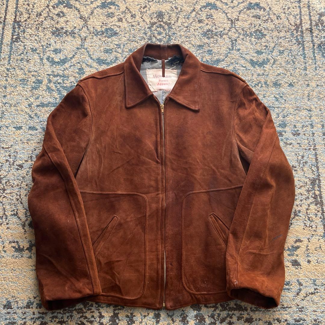 40s 50s HOWARD スポジャケ スエード レザー ジャケット コの字 - メルカリ