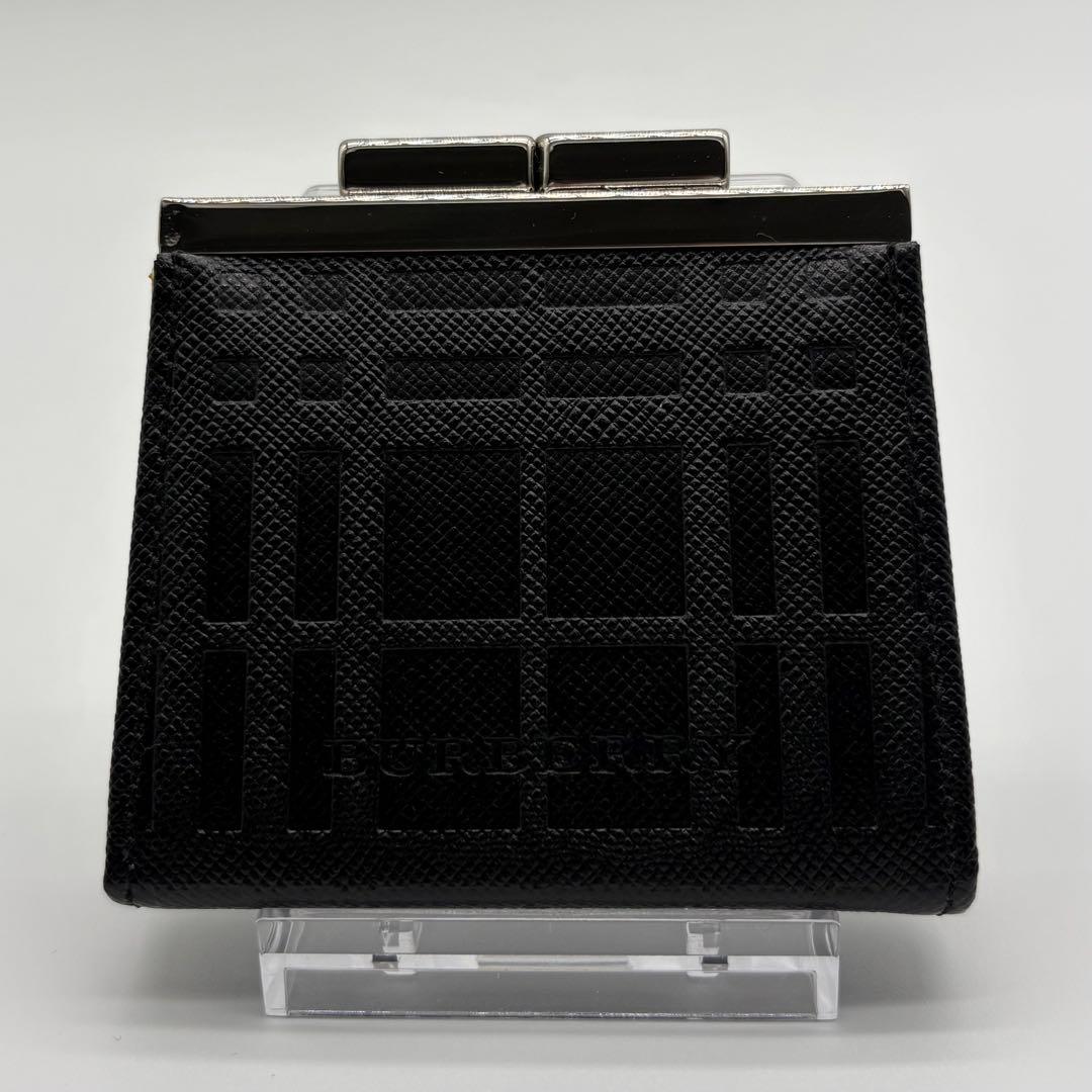 未使用級　バーバリー　ケース　がま口　型押し　ノバチェック