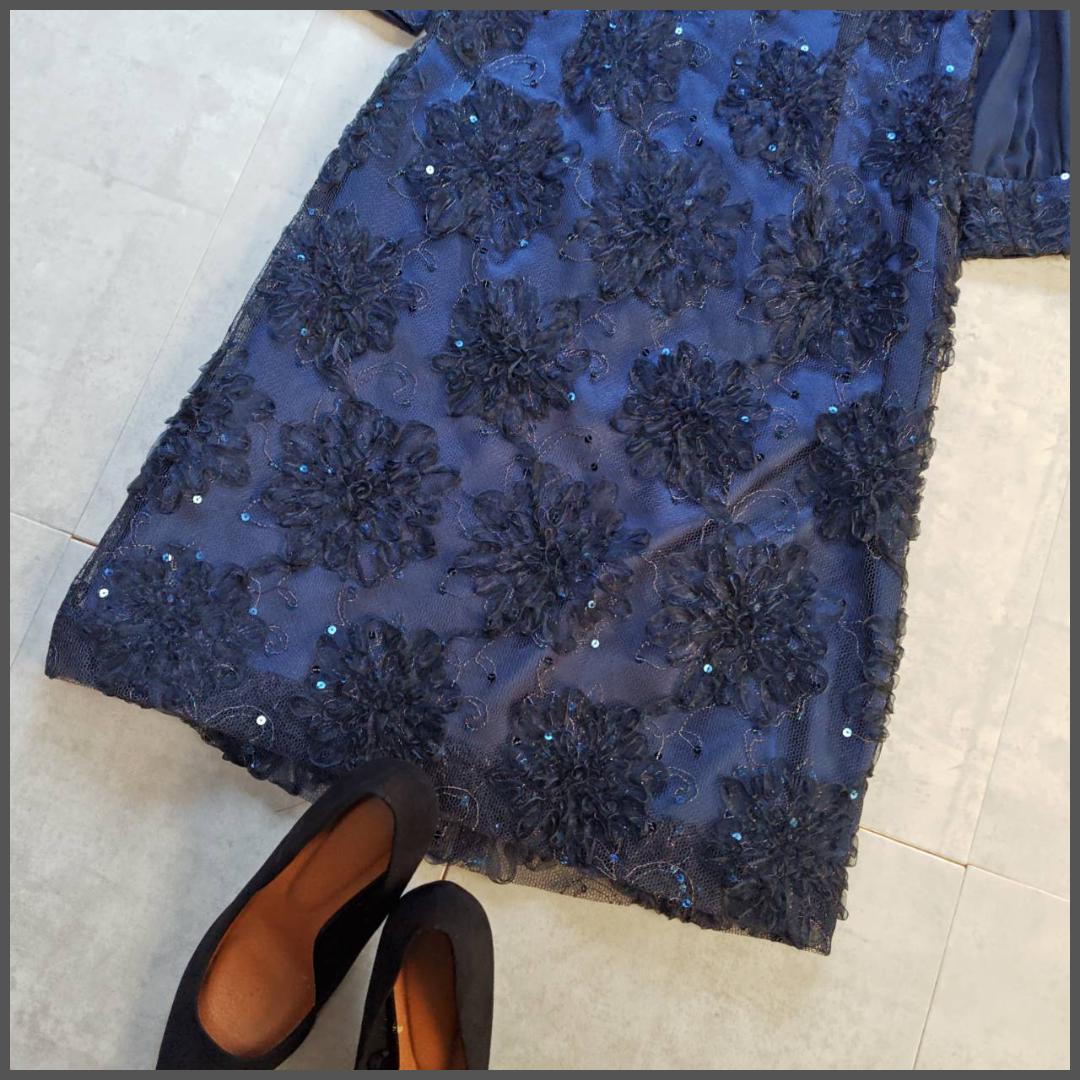 Igin カラーフォーマルドレス パーティ ワンピース 花リボン シアー