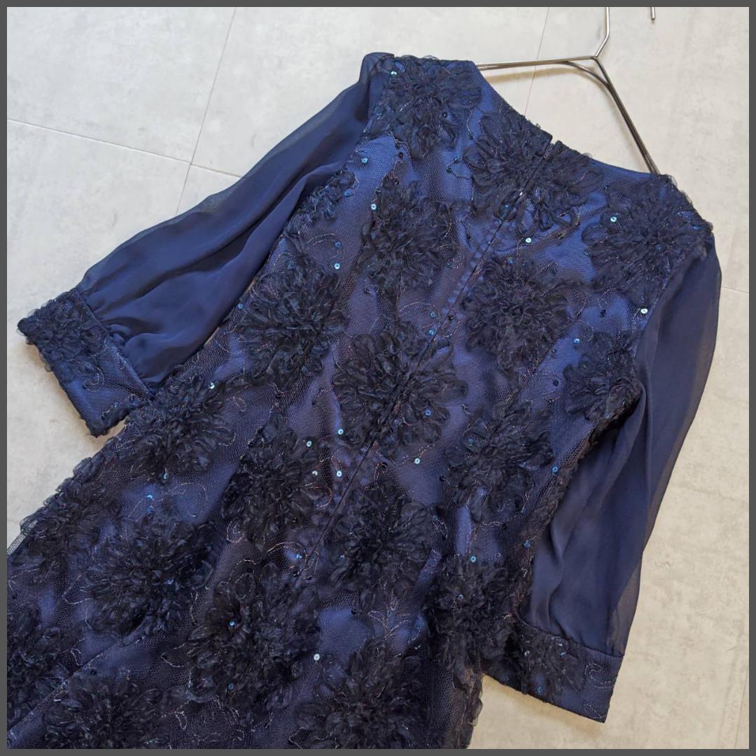 Igin カラーフォーマルドレス パーティ ワンピース 花リボン シアー