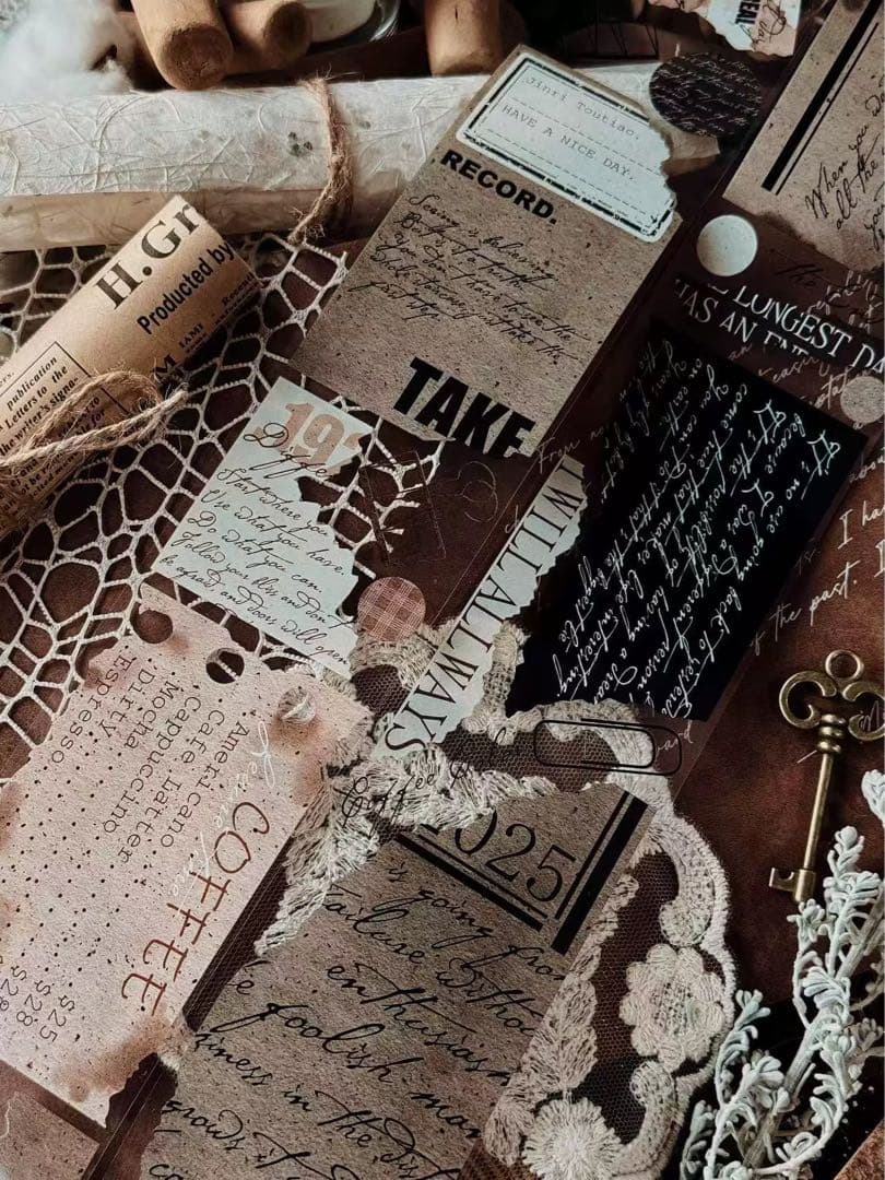 霖蓝汐原创手账《古韵纸章》海外マスキングテープ　マステ 【2647】