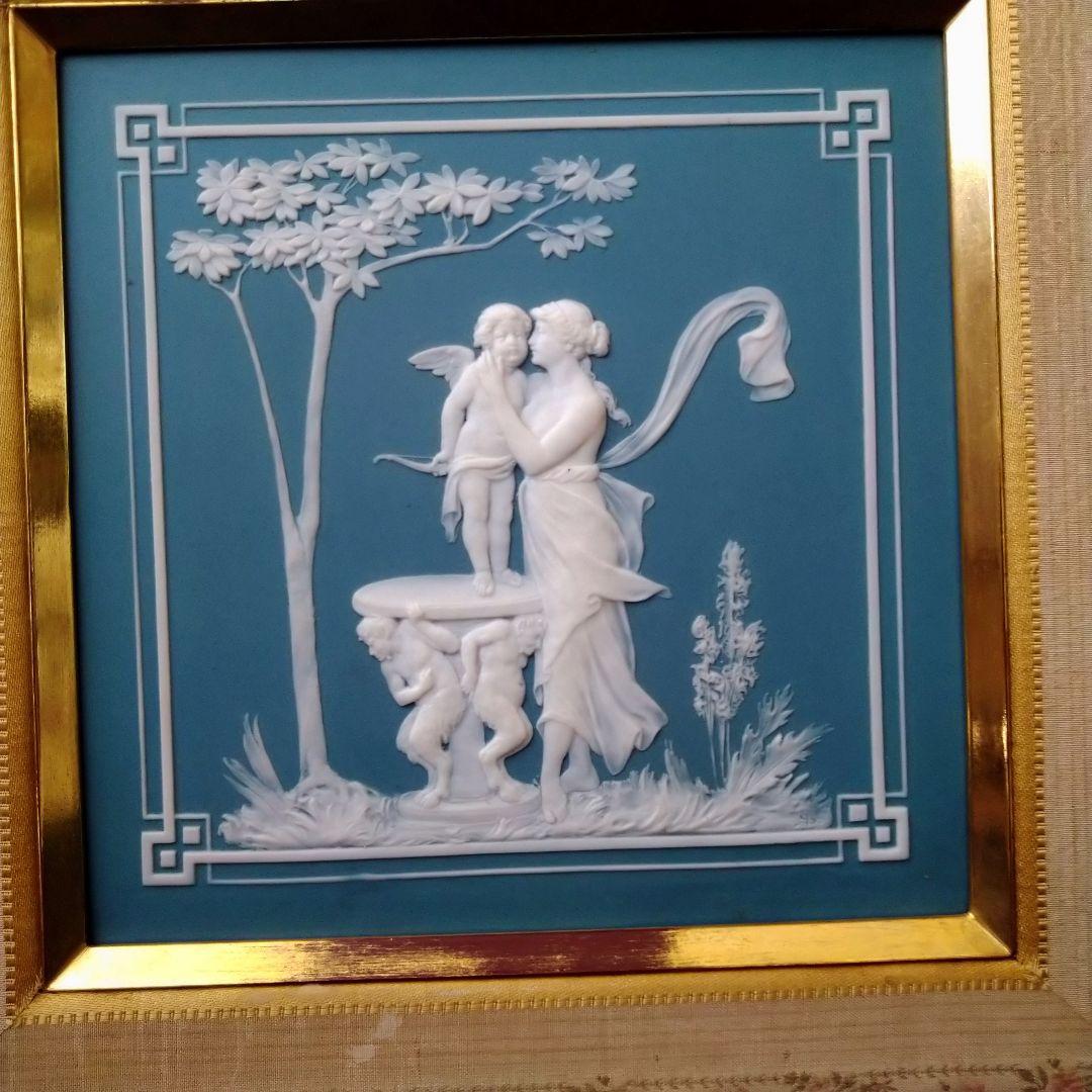 メトラッハ(METTLACH)額装陶板画パテシュールパテ『ニンフとキューピッド』