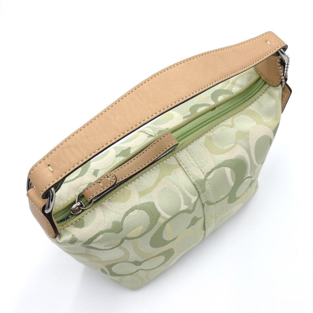 【美品】COACH コーチ シグネチャー アクセサリーポーチ 6561 グリーン