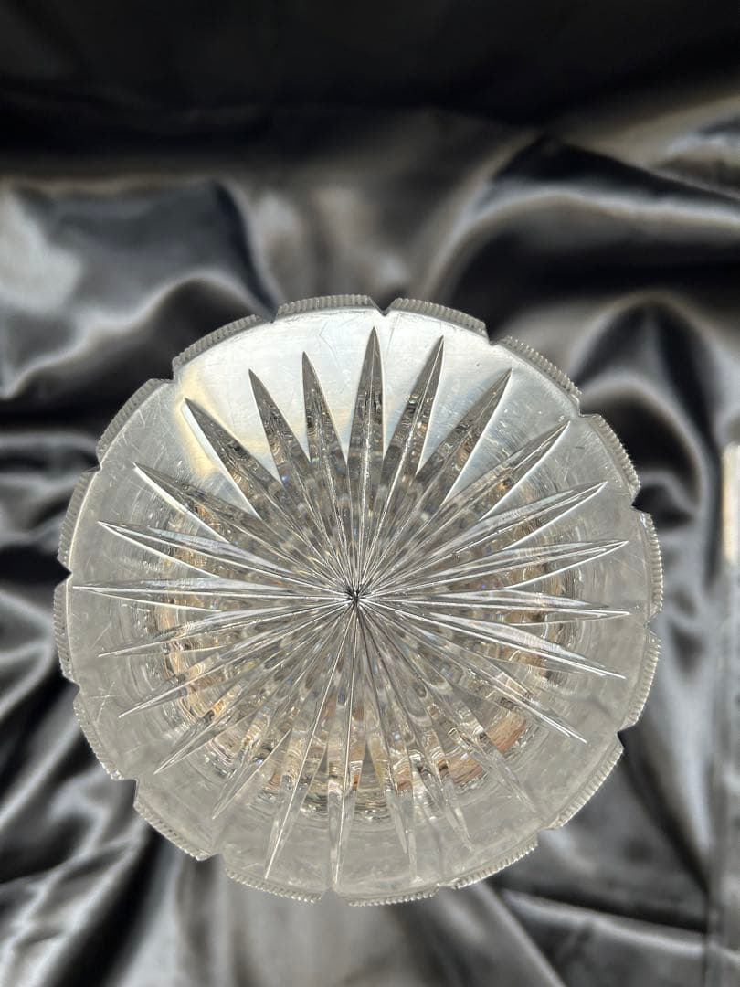 未使用] ボヘミアクリスタル 花瓶 ヴィンテージ ハンドカット 正規輸入