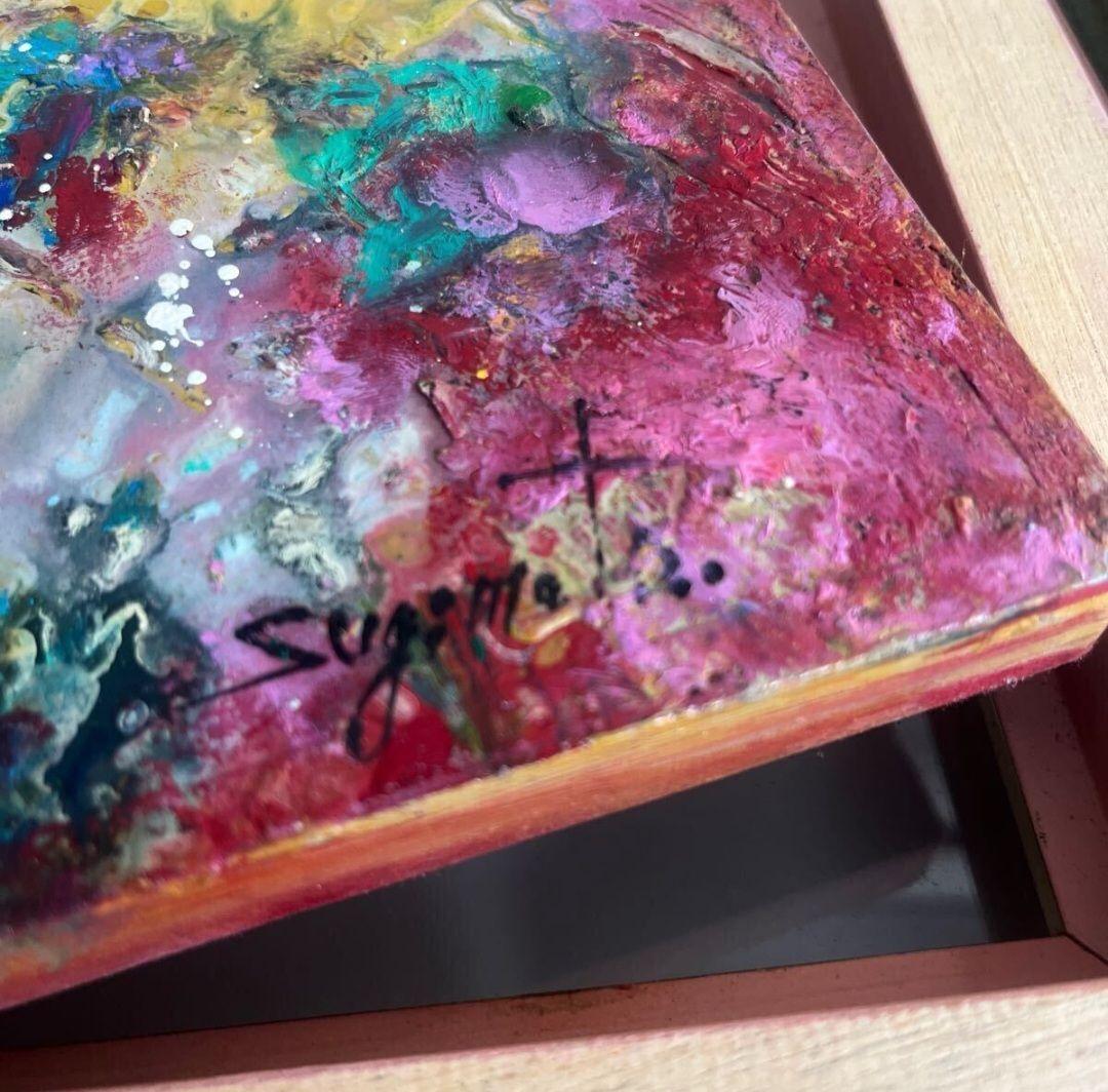 杉本ひろみ とりと華 国際現代美術家協会理事 1990真作 抽象画 - メルカリ