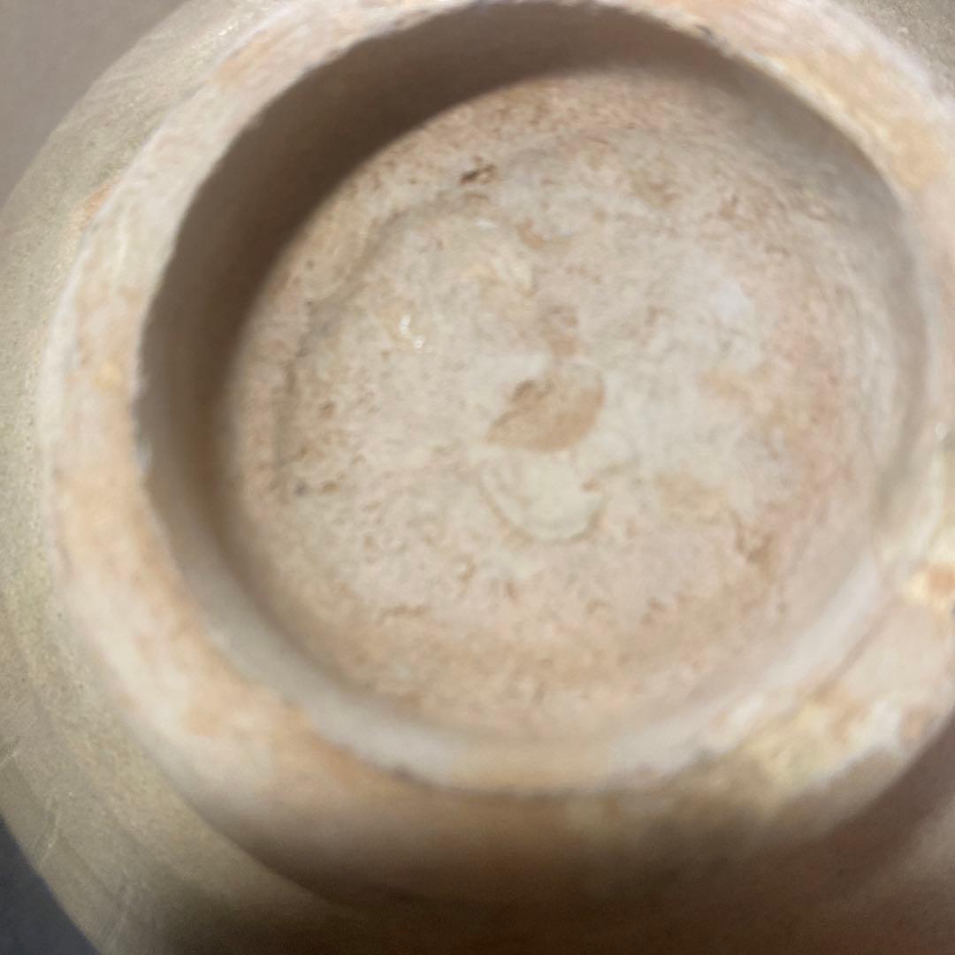 中国古玩　陰刻草花文抹茶茶碗【桐箱付】13.5cm6.5cm