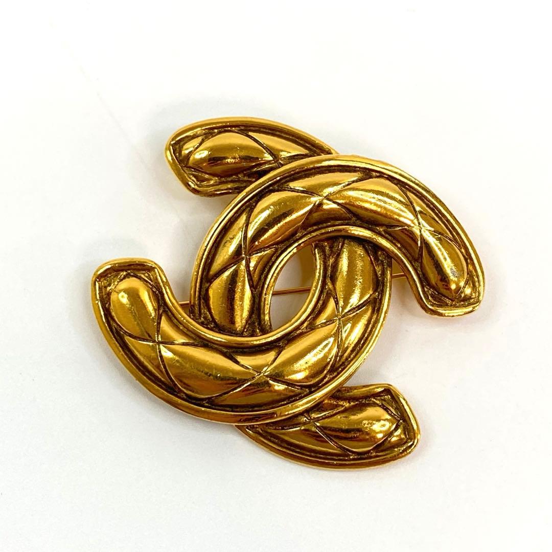 シャネル ブローチ マトラッセ ココマーク ゴールド ヴィンテージ 送料込