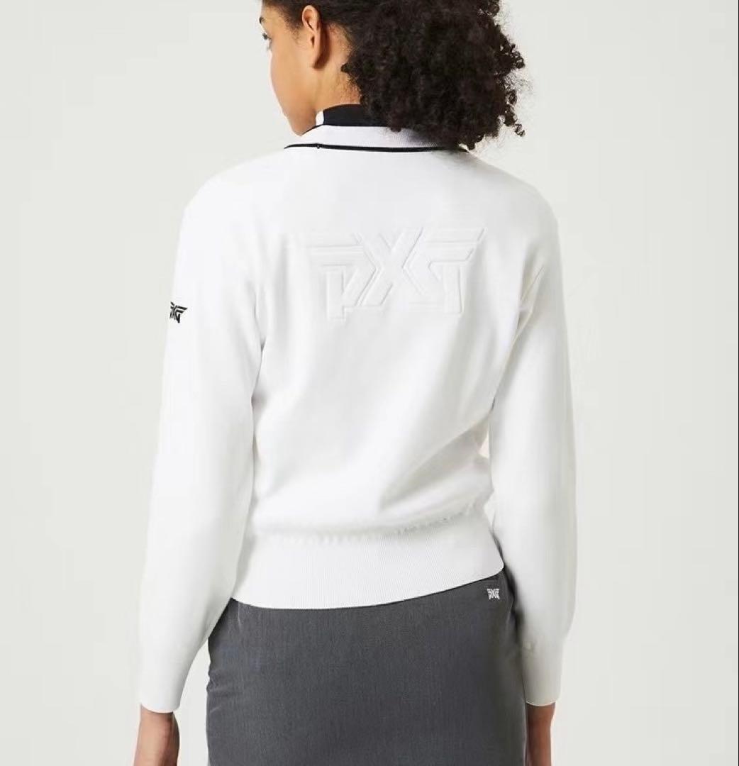 PXG ゴルフ レディース ニットダウン カーディガン ジャケット 長袖 白M