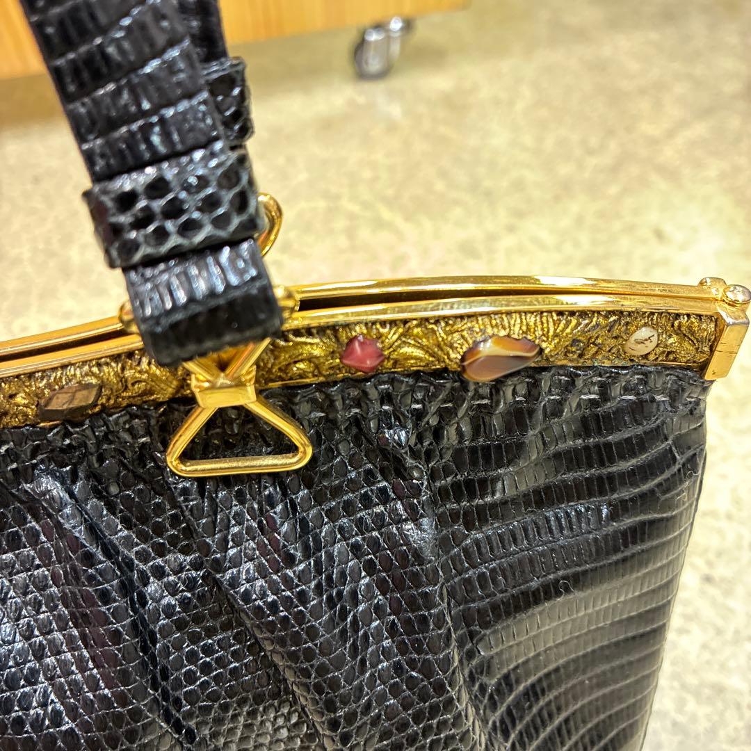 黒 リザード バッグ 皇室御用達 濱野 ハマノ