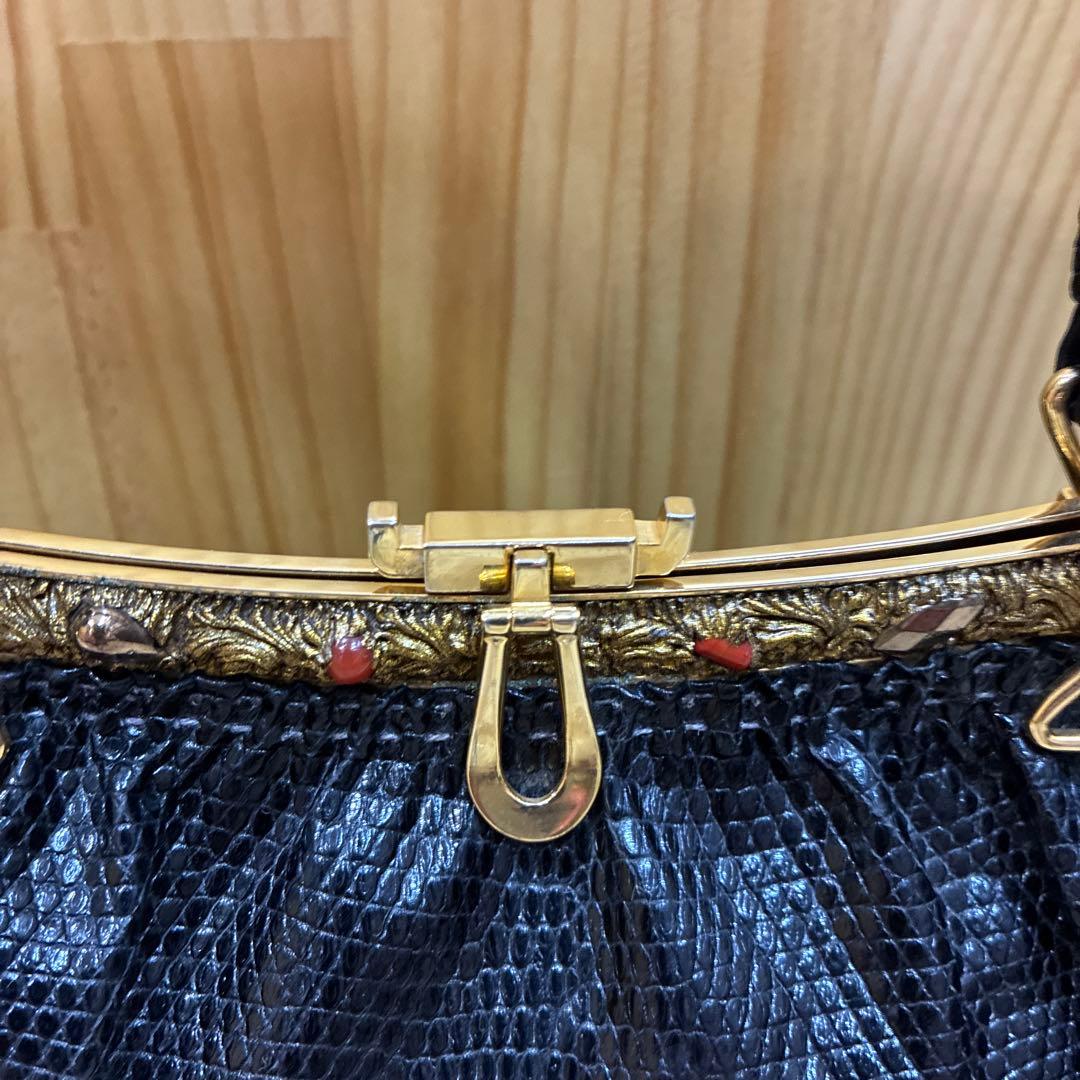 黒 リザード バッグ 皇室御用達 濱野 ハマノ