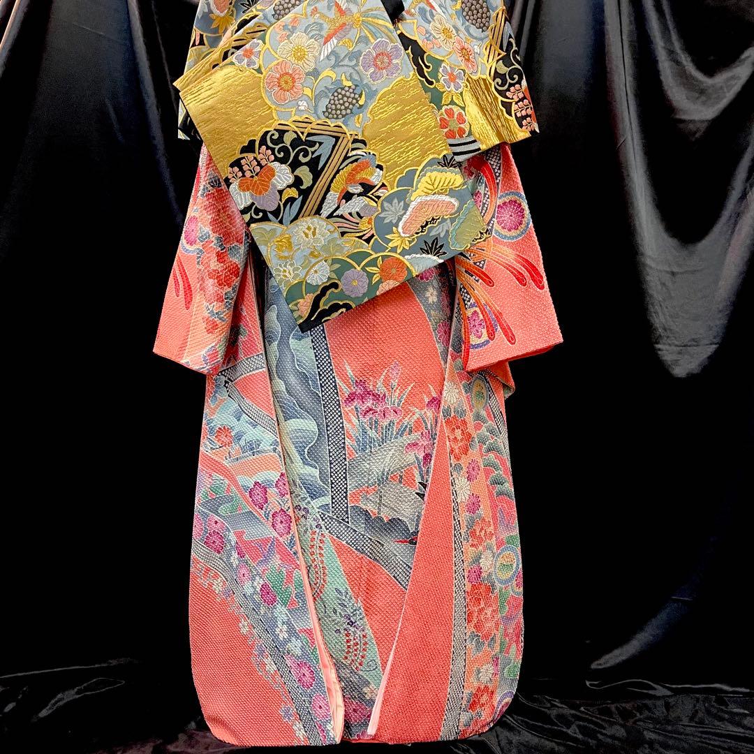 振袖フルセット□藤娘きぬたや□吉祥鶴模様□総絞り□振袖一式成人式振り袖