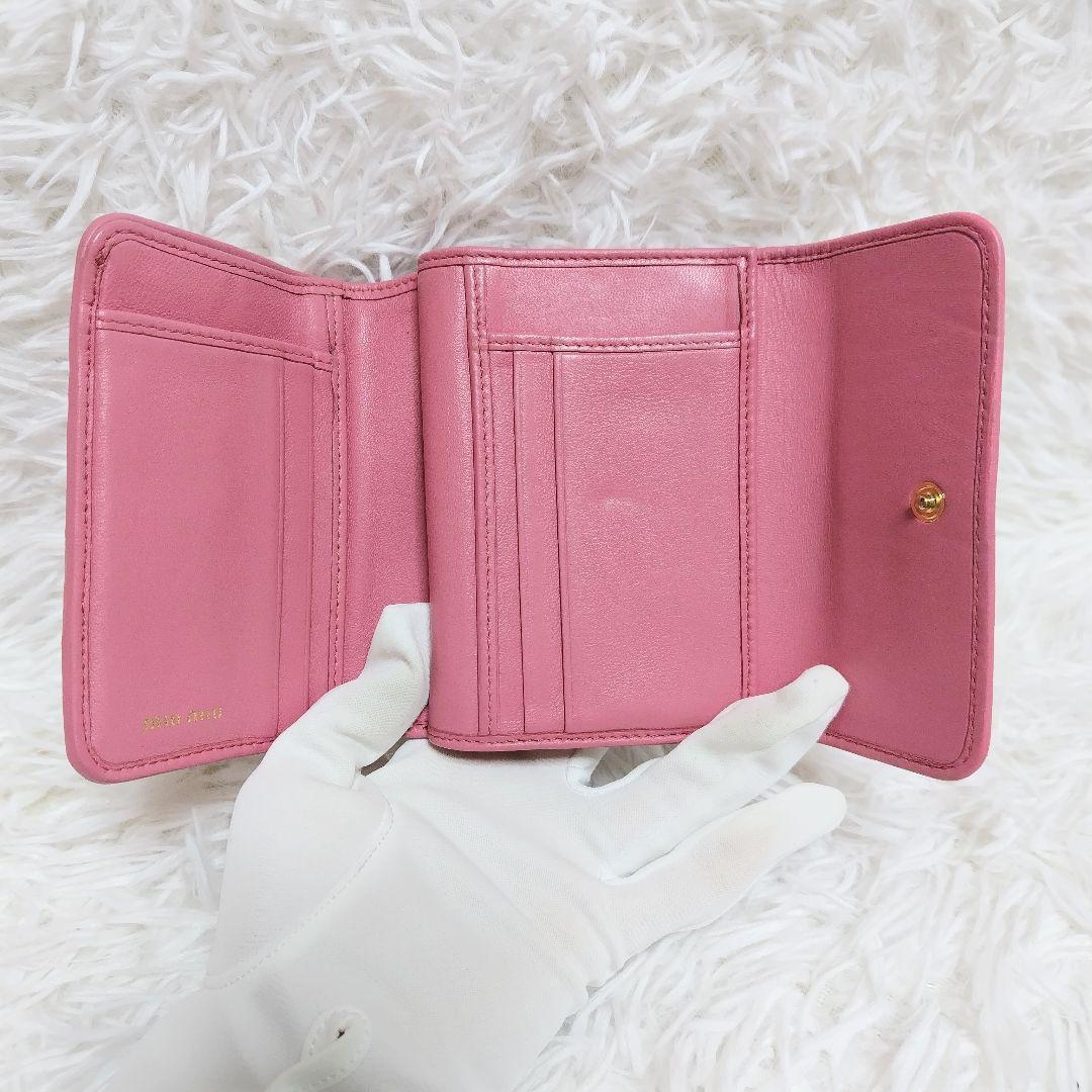 レア美品✨ミュウミュウ◇RFIDミディアムコンパクト二つ折り財布　ピオニーピンク