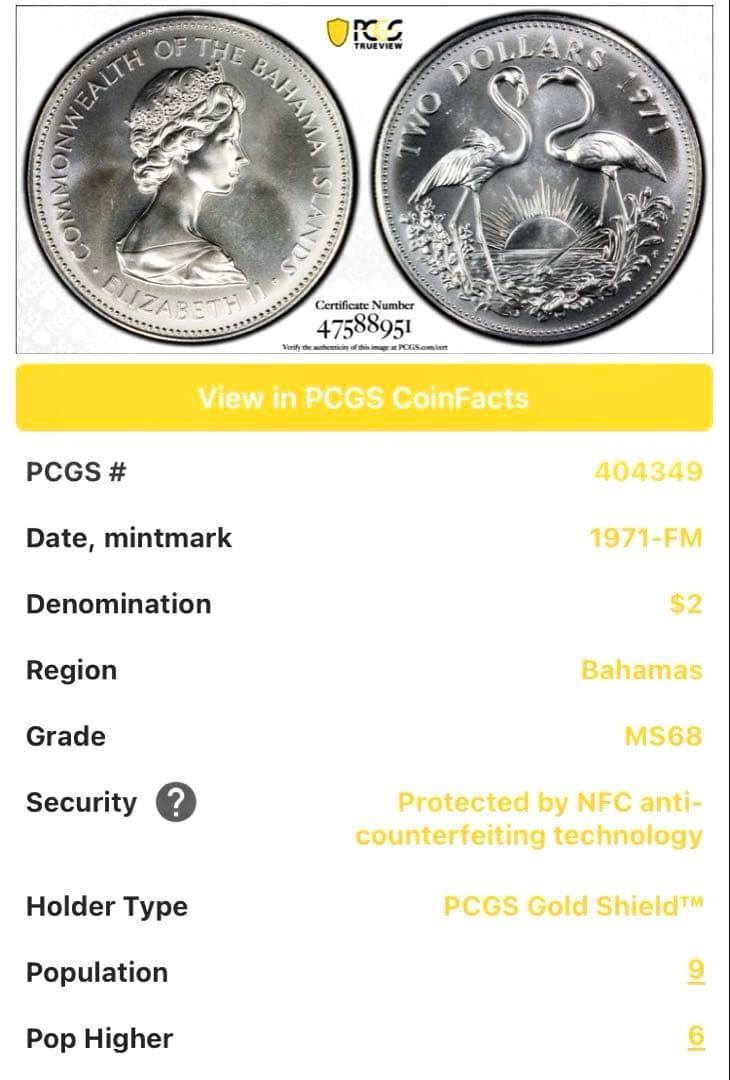 Akina-(^_-)O様専用 1971年バハマ2ドル記念銀貨☆MS68 - メルカリ