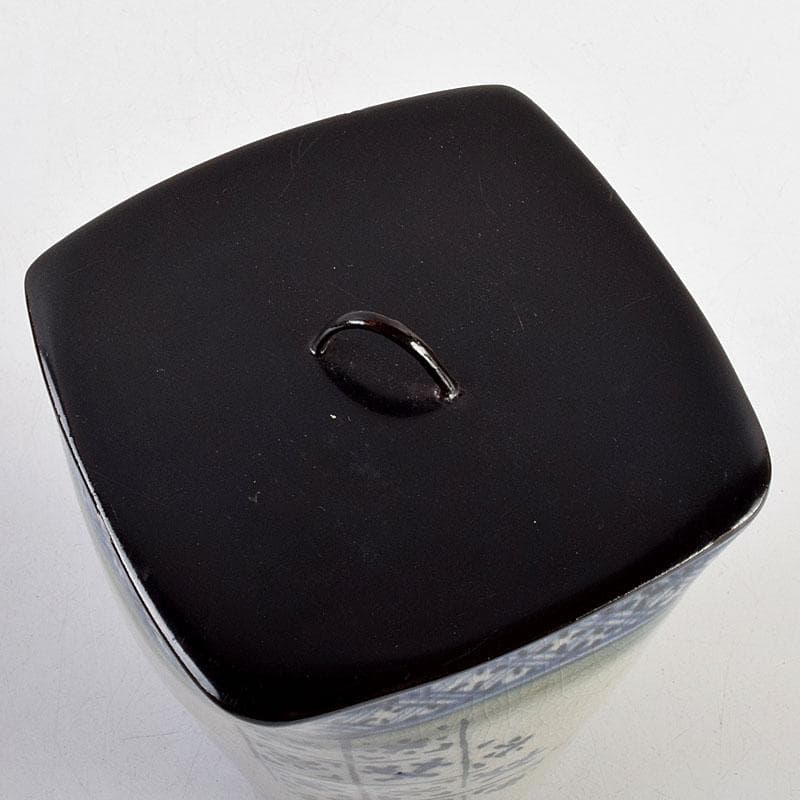 茶道具 瀬戸焼 染付 四方口 水指 時代箱 C 9046