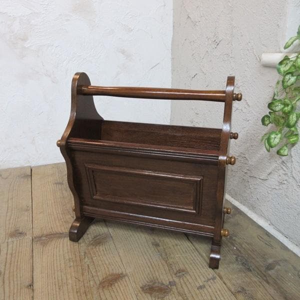 イギリス アンティーク 家具 マガジンラック 新聞/楽譜入れ 収納 6799c