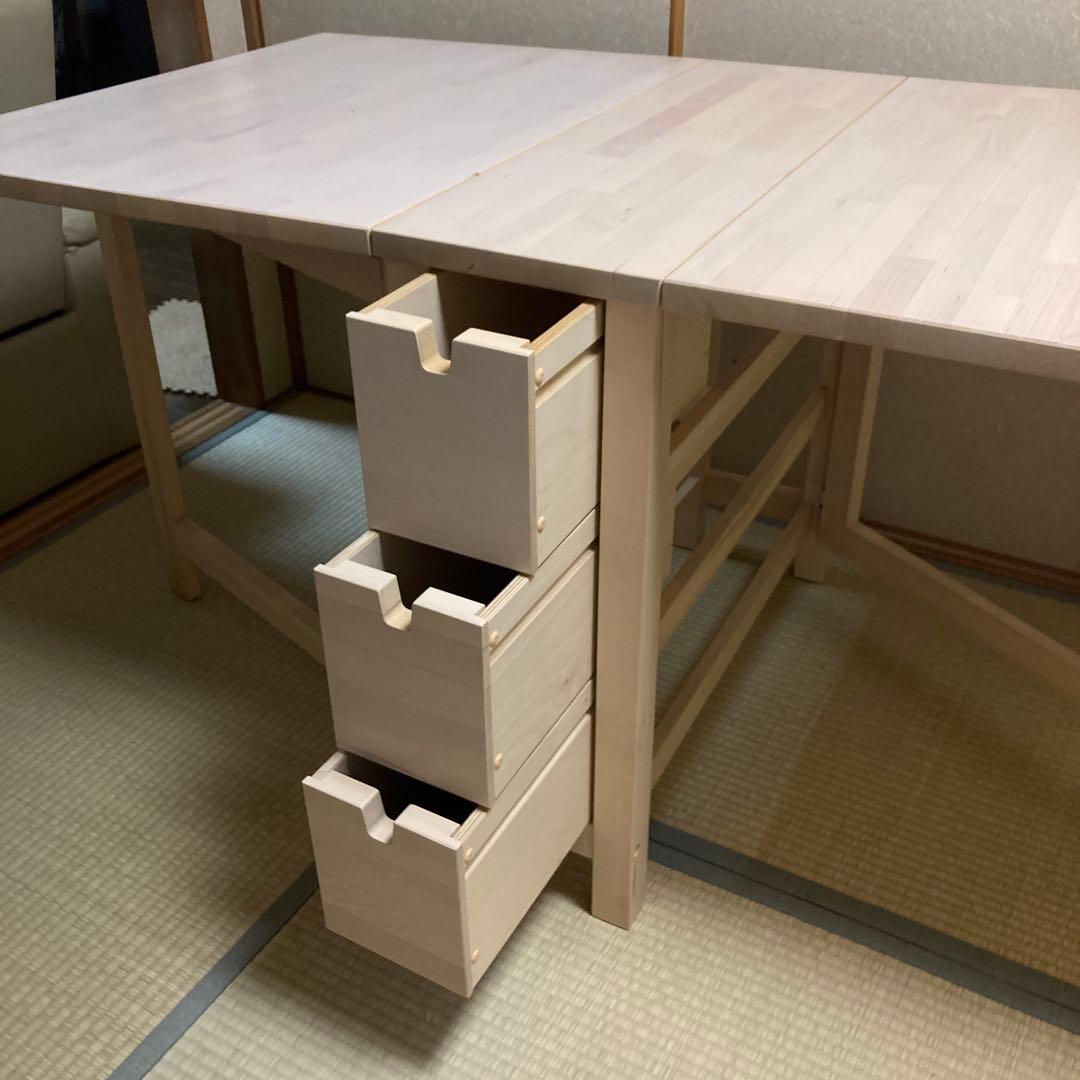 IKEA ノールデン　バタフライテーブル　 引き出し付き