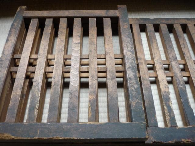 帳場格子 三つ折り 時代もの 木製 商店帳場 仕切り 商店帳場