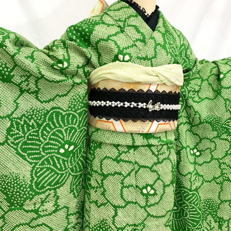 407aj88☆振袖＆袋帯 総絞り 身幅広め 成人式 十三参り☆状態