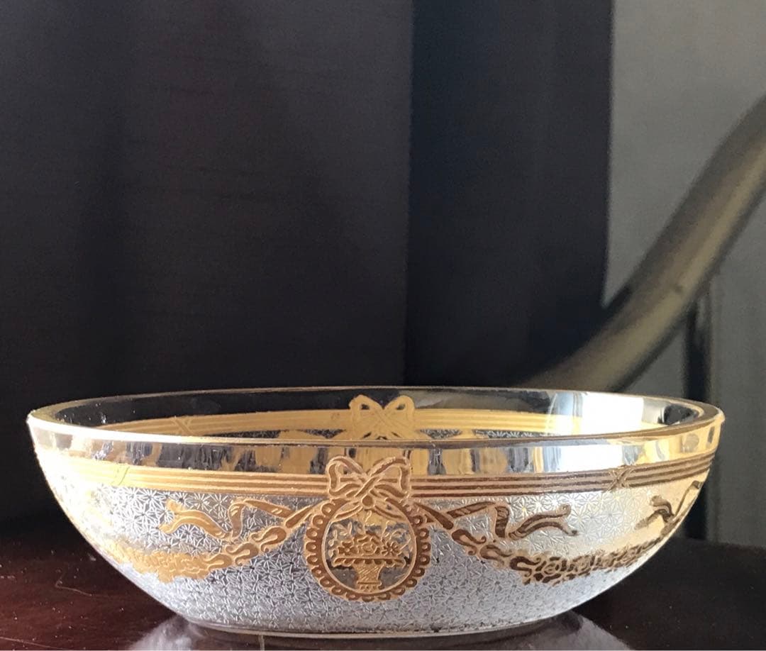 素敵な☆オールドサンルイSt LouisサフォSaphoクリスタル石鹸入れ☆金彩