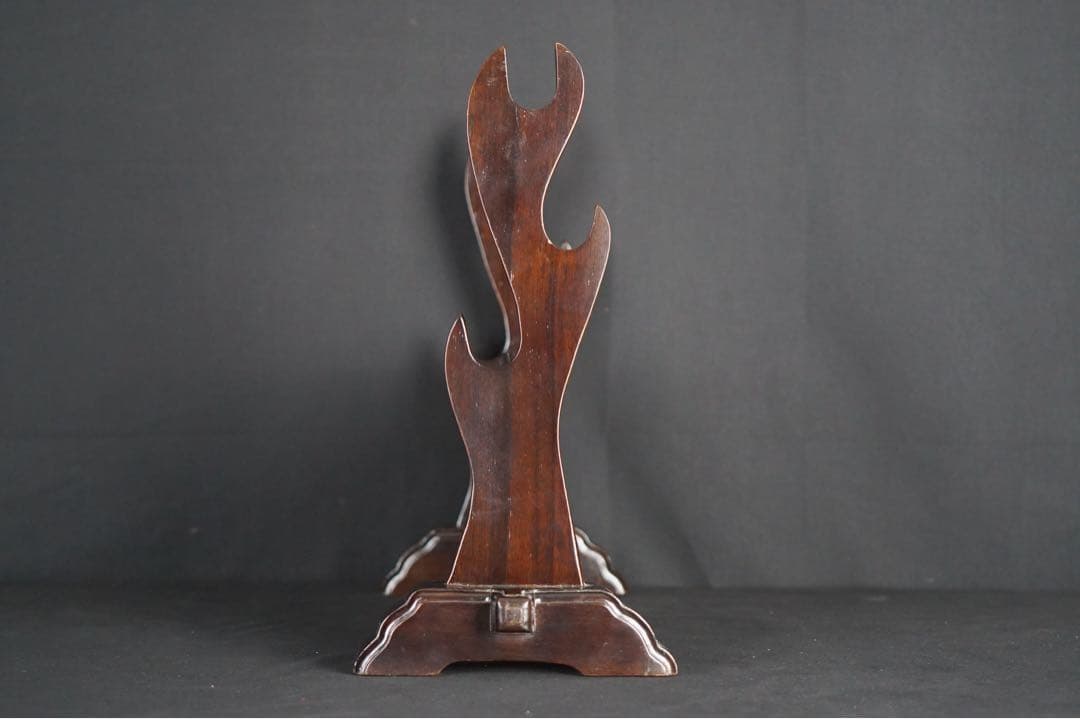 時代武具 木製 無垢材 鍔透かし 三振掛用 刀掛け 武具 刀装具