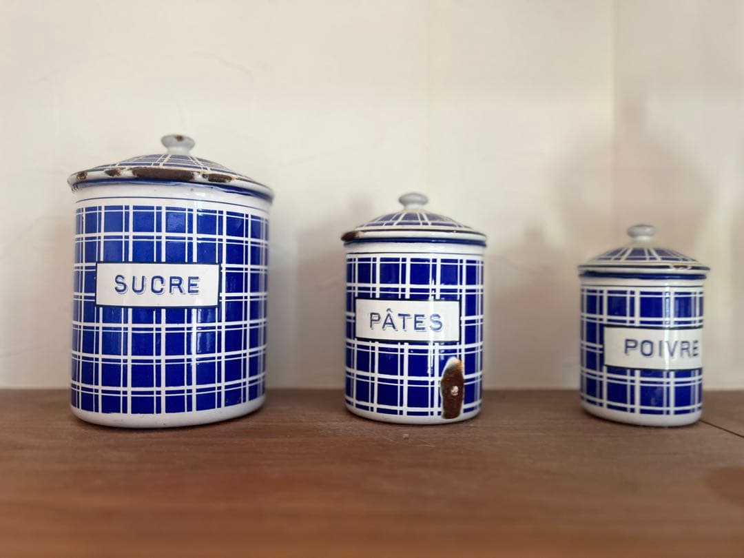 フランスアンティークホーローキャニスターセット③