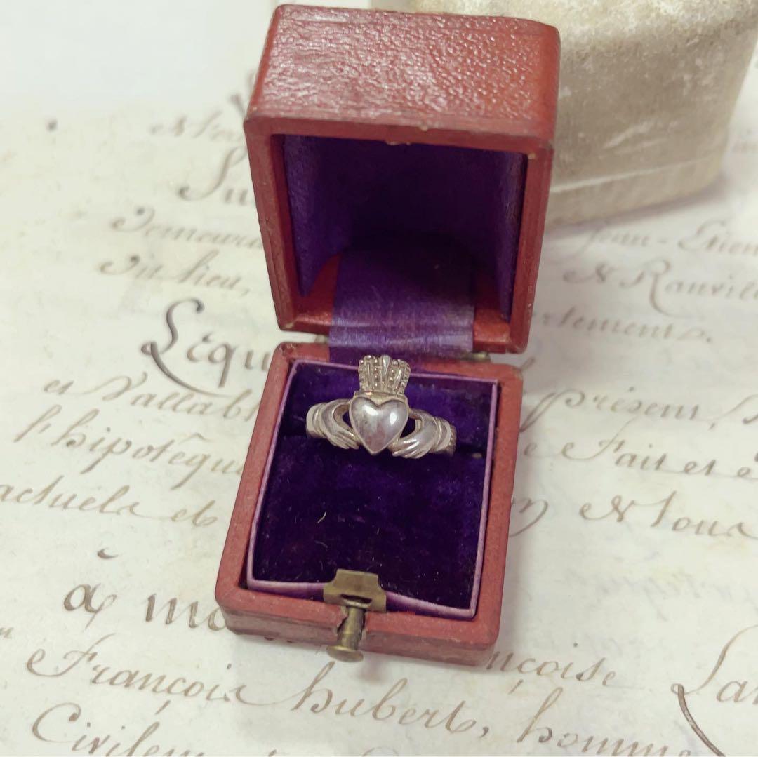 値下 フランスアンティーク 小さなリングボックス 本革