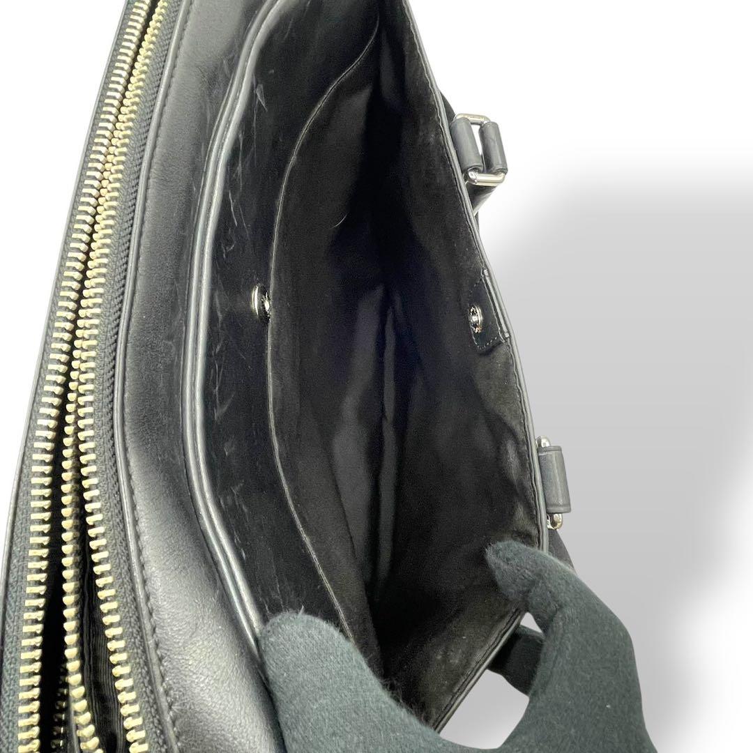 極美品　コーチ　2way ビジネスバッグ　ショルダー　2層　オールレザー　黒