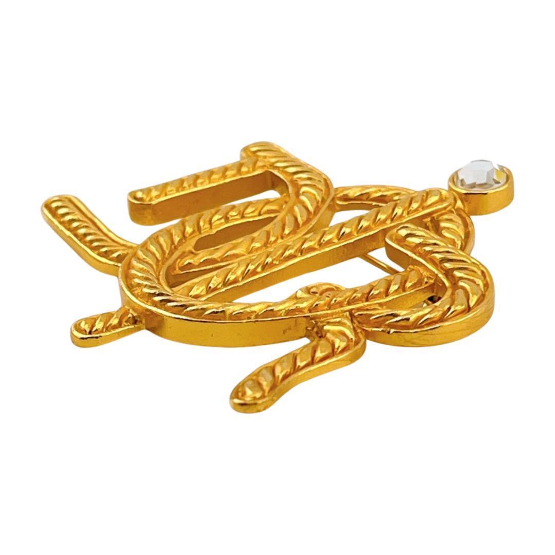 クリスチャンディオール エンブレム ストーン付 ブローチ ヴィンテージ