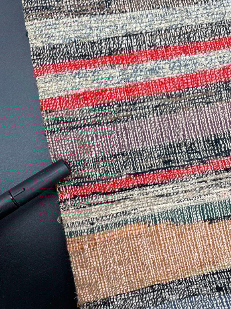 半幅帯 洒落帯 △ 裂織 木染め アンティーク 古布 H12 古布 裂織 半幅帯 民