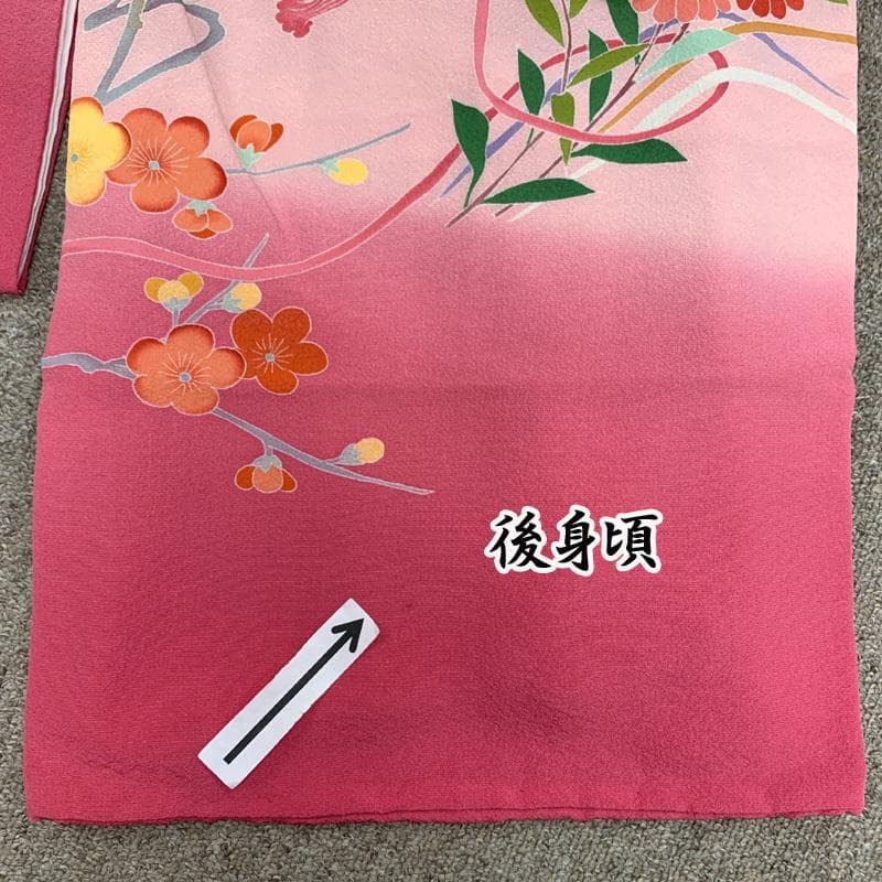 512ag68□七五三 三歳 女児 着物&被布 花車文 ピンク□美品