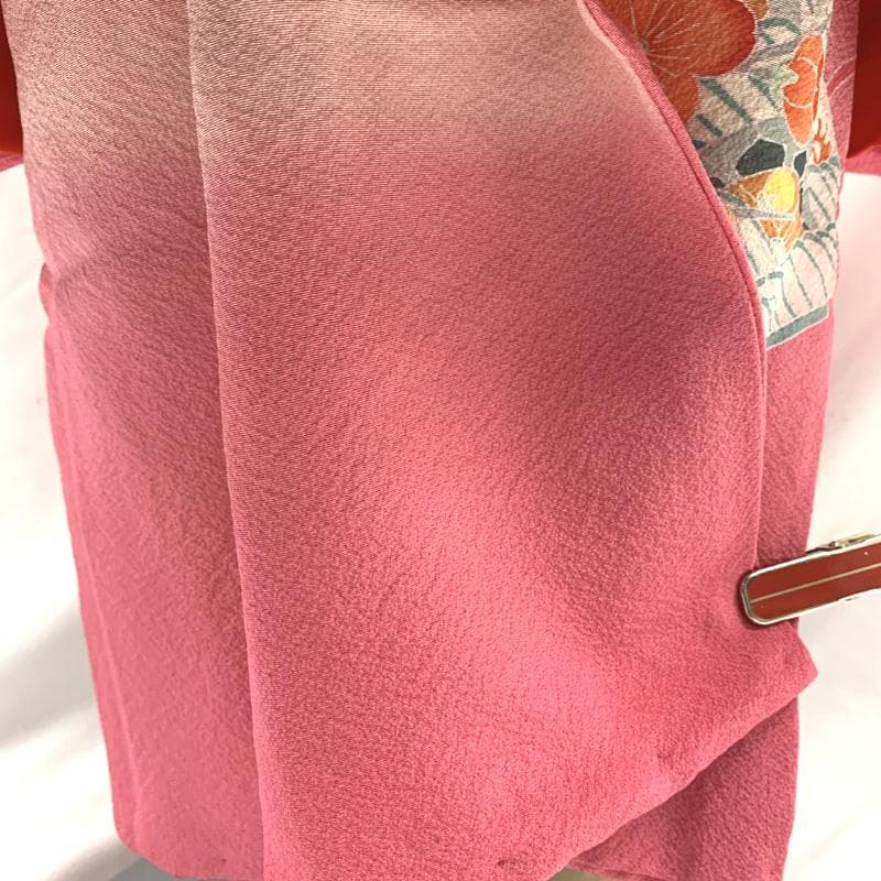 512ag68□七五三 三歳 女児 着物&被布 花車文 ピンク□美品