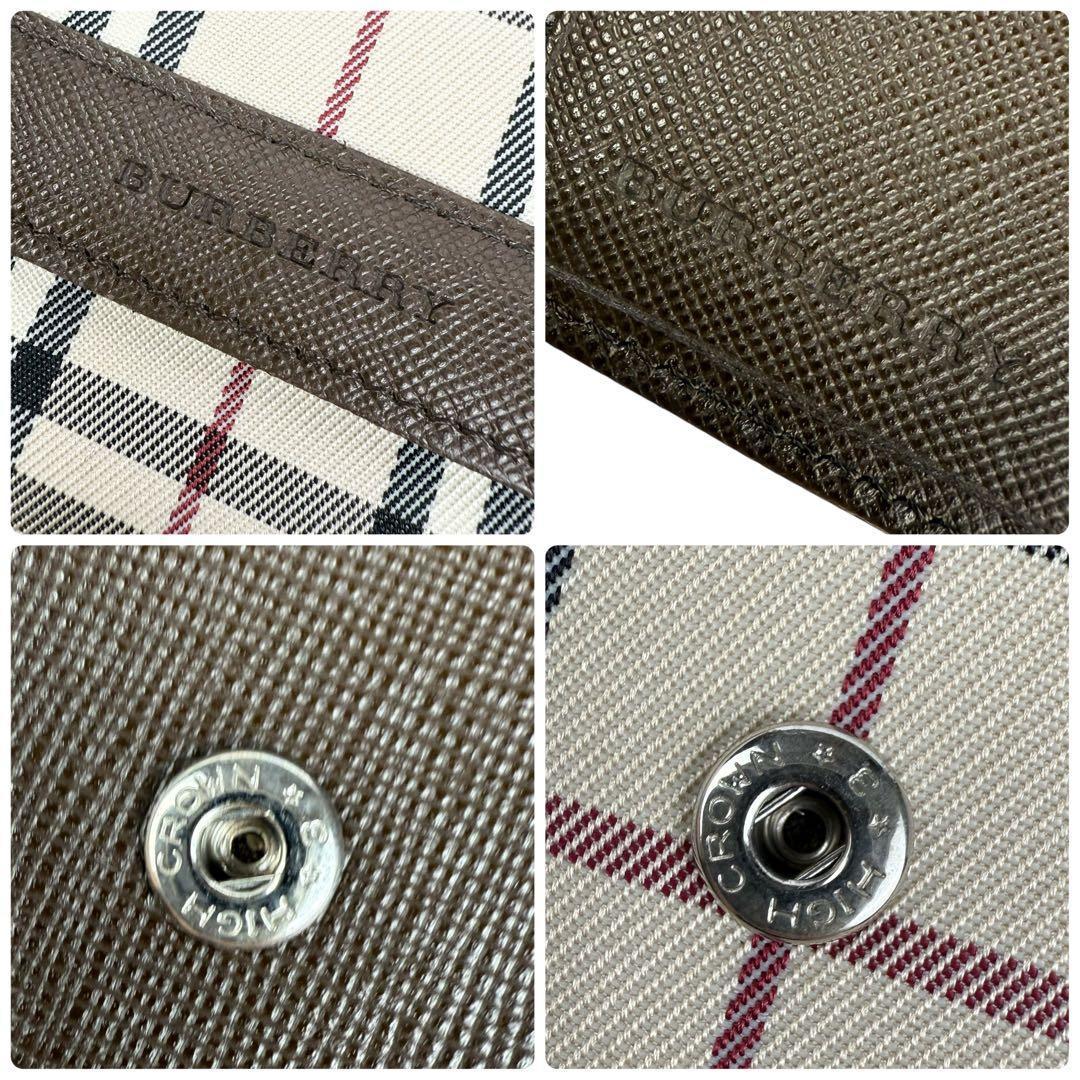 【極美品】バーバリーノバチェック 折り財布 サフィアーノ キャンバス ロゴ刻印