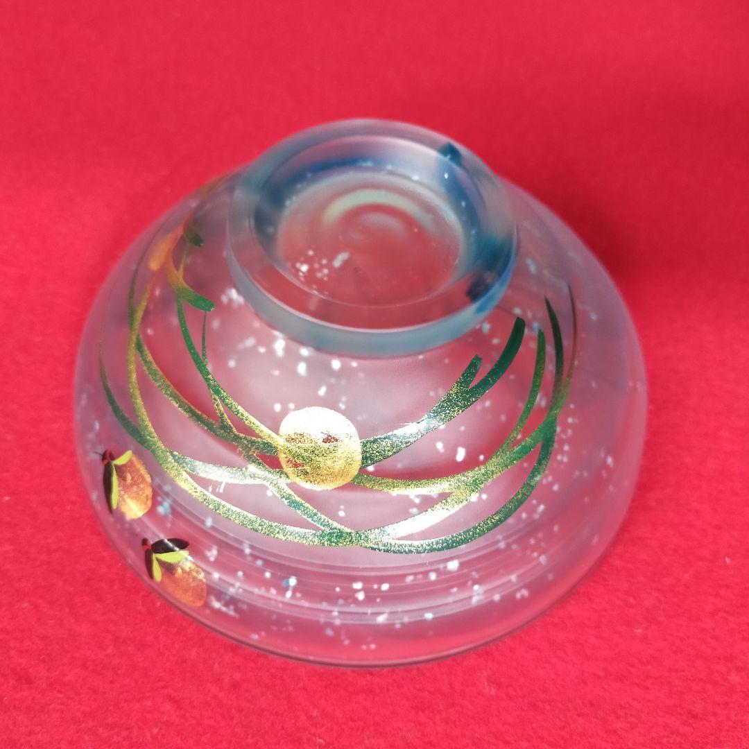 硝子茶碗　蛍蒔絵　吉昭作　平茶碗【中古美品】