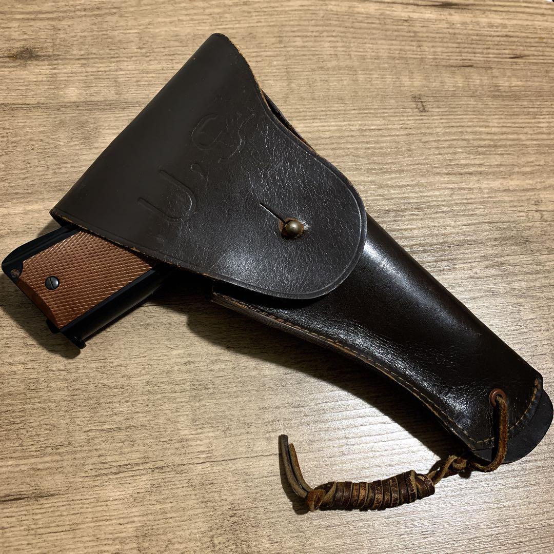 1980年代 国際産業 コクサイ 米軍 US刻印 本革 レザーホルスター 茶