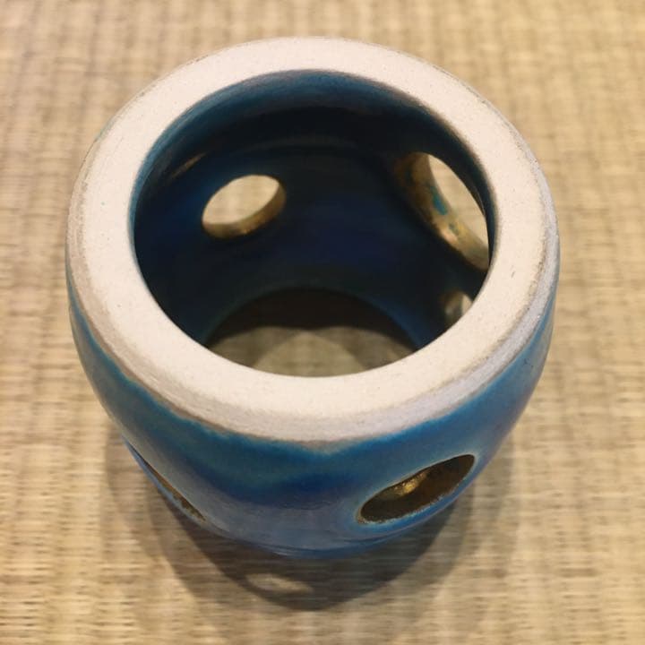 美品】茶道具・蓋置｜萬古焼・加賀瑞山（土耳古水玉透） S1